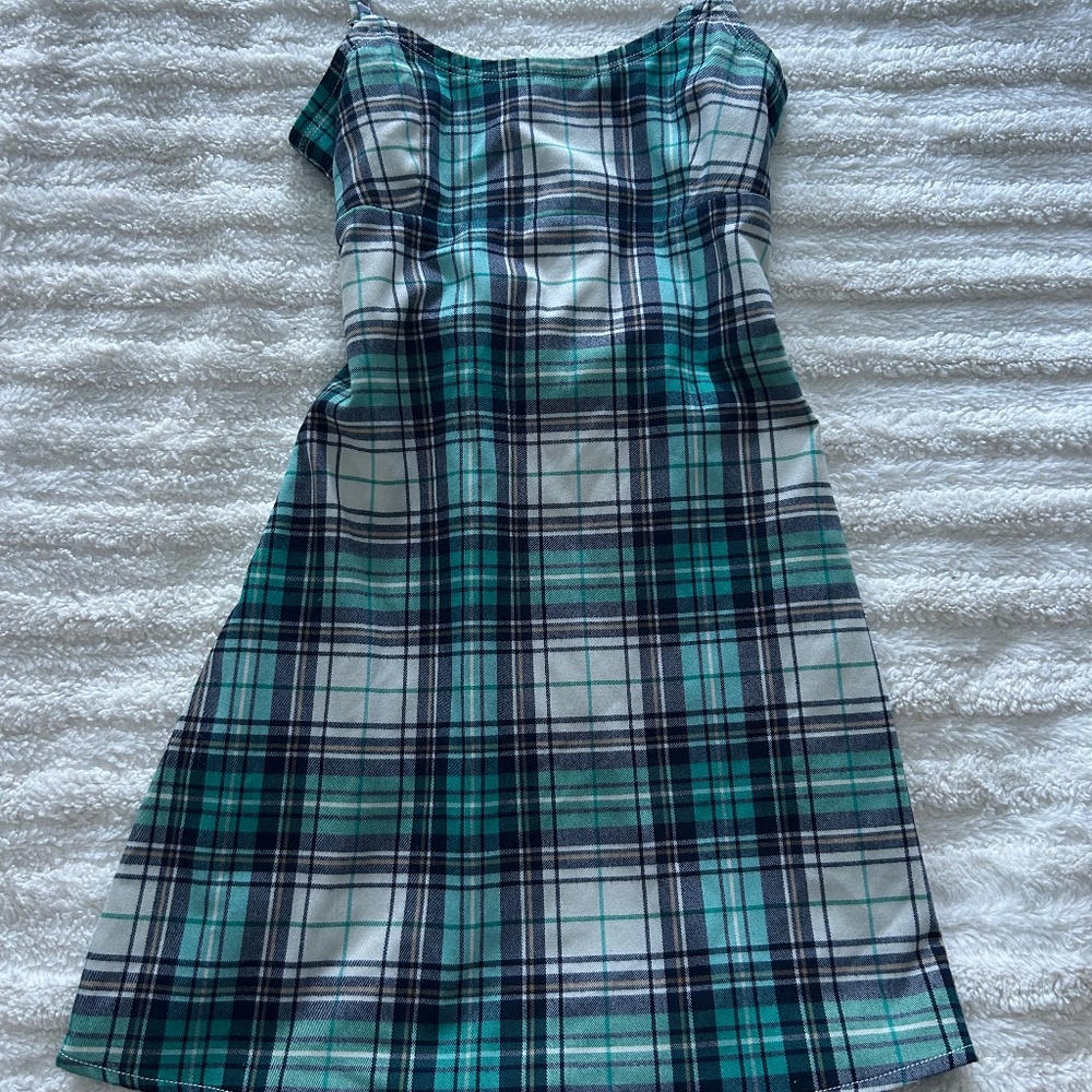 Brandy Melville Green Plaid Mini Dress